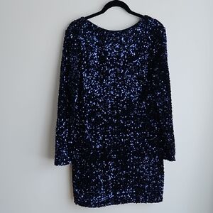 H&M Black and Blue Sequin Long Sleeve Dress